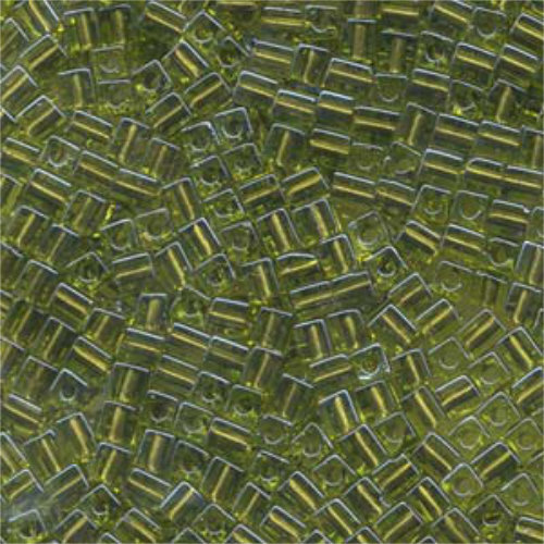 Miyuki 4mm (SB4) Square Bead - SB4-2635 - Metallic Lined Green Crystal