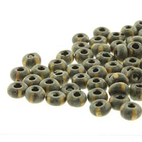 Preciosa 8/0 Rocaille Seed Beads - SB8-23300M-86800 - Aged Black & White Stripe Travertine