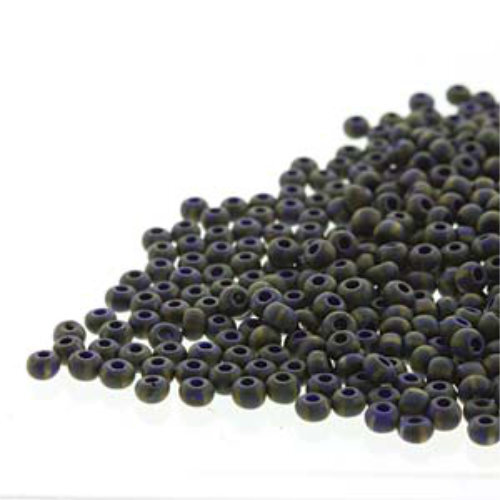 Preciosa 8/0 Rocaille Seed Beads - SB8-33030M-86800 - Aged Royal Blue & White Stripe Travertine