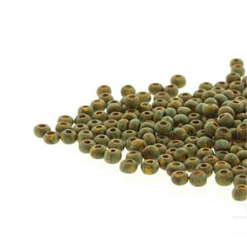 Preciosa 8/0 Rocaille Seed Beads - SB8-83520M-86800 - Yellow Green Striped Travertine