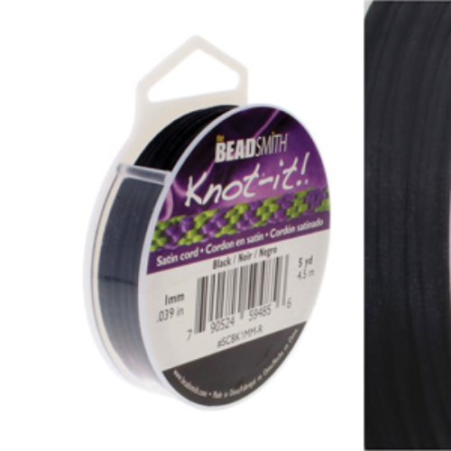 1mm Satin Cord - Black - SCBK1MM