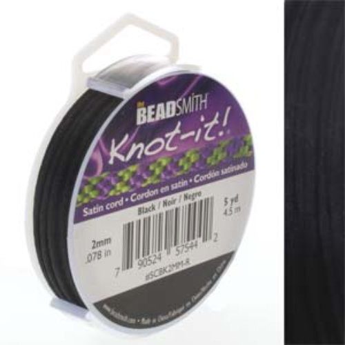 2mm Satin Cord - Black - SCBK2MM