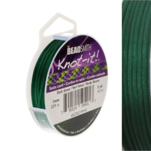 1mm Satin Cord - Dark Green - SCDG1MM