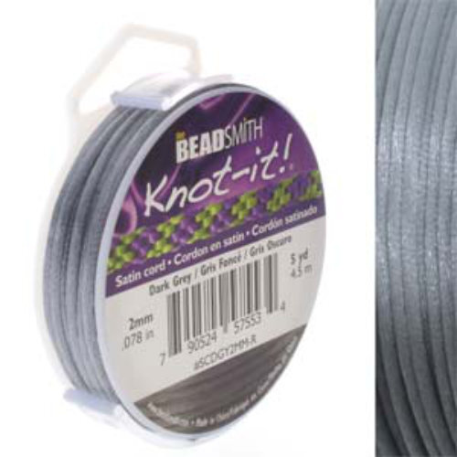 2mm Satin Cord - Dark Grey - SCDGY2MM