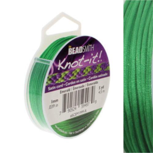 1mm Satin Cord - Emerald - SCEM1MM