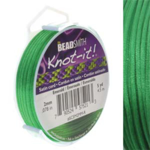 2mm Satin Cord - Emerald - SCEM2MM