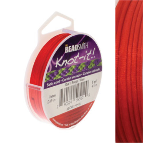 1mm Satin Cord - Red - SCRE1MM