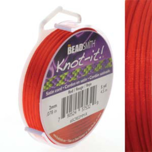 2mm Satin Cord - Red - SCRE2MM