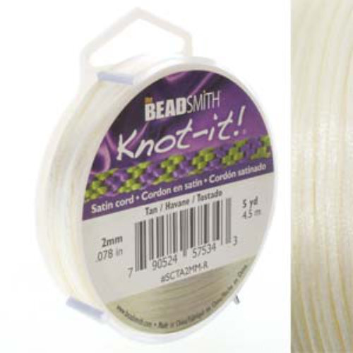 2mm Satin Cord - Tan - SCTA2MM