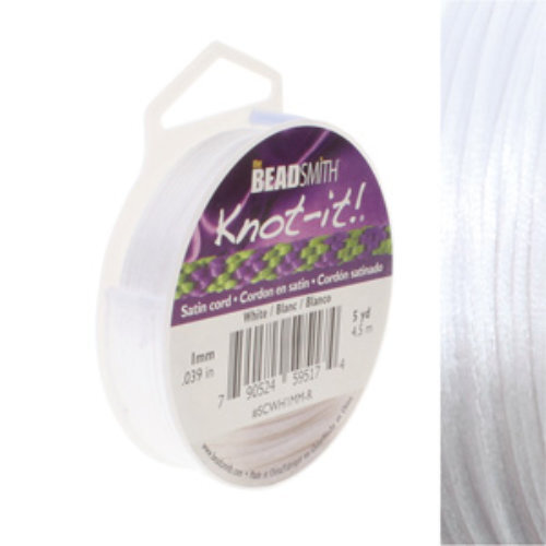 1mm Satin Cord - White - SCWH1MM