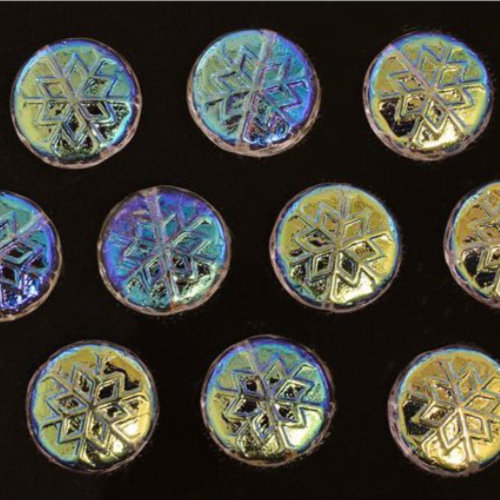 11mm Czech Glass Snowflake Bead - Crystal AB - 00030-28701
