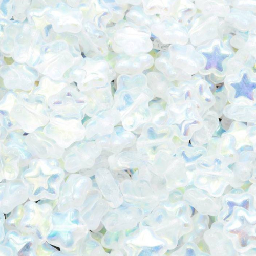 8mm Czech Glass Star Bead - Crystal AB - 00030-28701 - 30 Piece Bag