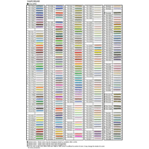 Aiko Seed Beads Colour Chart - Number Order - 2