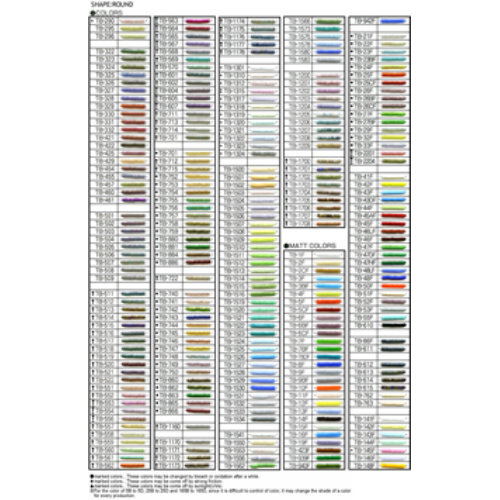 Aiko Seed Beads Colour Chart - Number Order - 3
