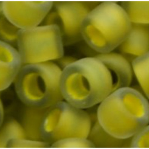 11/0 Aiko Beads - Frosted Inside-Color Luster Black Diamond/Opaque Yellow-Lined - TA-01-0246F
