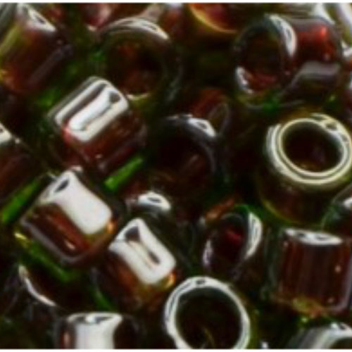 11/0 Aiko Beads - Inside-Color Peridot/Fuchsia-Lined - TA-01-0250
