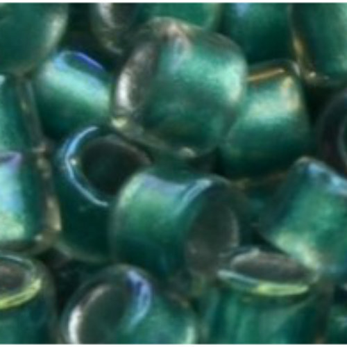 11/0 Aiko Beads - Inside-Color Rainbow Crystal/Teal-Lined - TA-01-0264