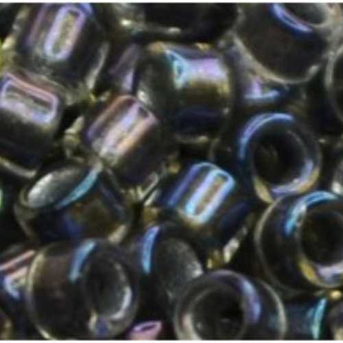 11/0 Aiko Beads - Inside-Color Gold-Luster Crystal/Opaque Gray-Lined - TA-01-0266