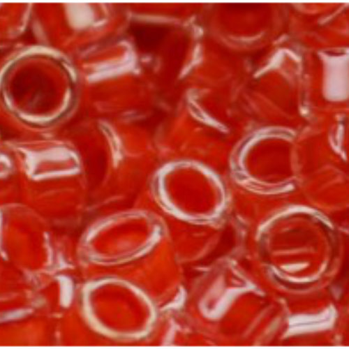 11/0 Aiko Beads - Inside-Color Crystal/Tomato-Lined - TA-01-0341
