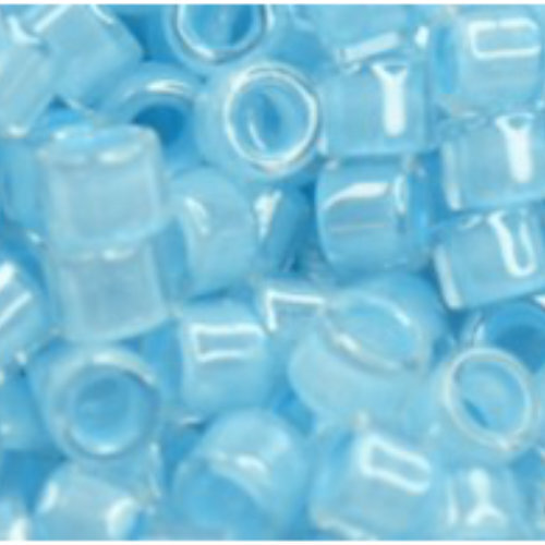 11/0 Aiko Beads - Inside-Color Crystal/Opaque Blue-Lined - TA-01-0351