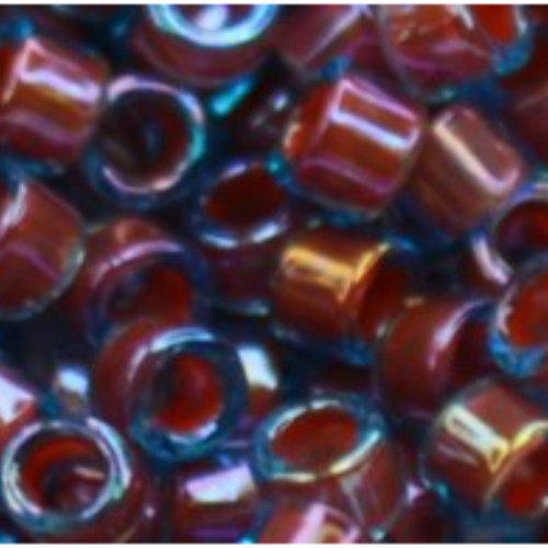 11/0 Aiko Beads - Inside-Color Aqua/Oxblood-Lined - TA-01-0381