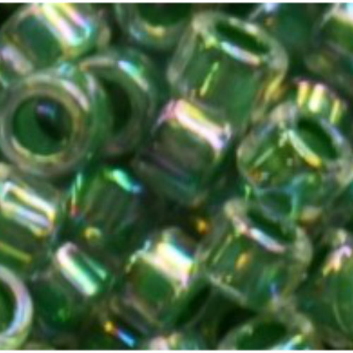 11/0 Aiko Beads - Inside-Color Rainbow Crystal/Shamrock-Lined - TA-01-0699