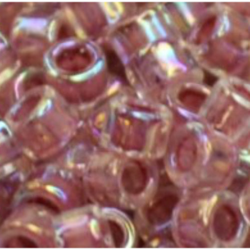 11/0 Aiko Beads - Inside-Color Rainbow Crystal/Strawberry-Lined - TA-01-0771
