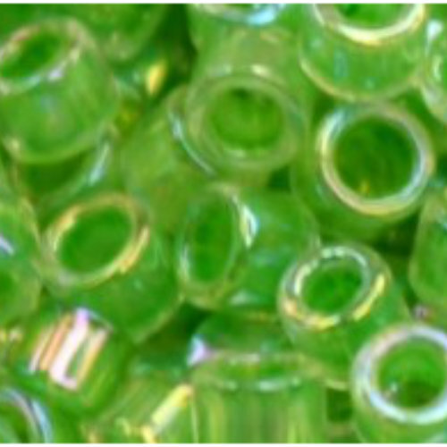 11/0 Aiko Beads - Inside-Color Rainbow Crystal/Grass Green-Lined - TA-01-0775