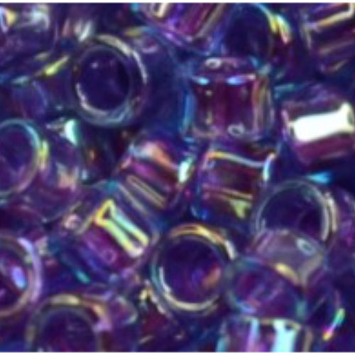 11/0 Aiko Beads - Inside-Color Rainbow Aqua/Purple-Lined - TA-01-0776