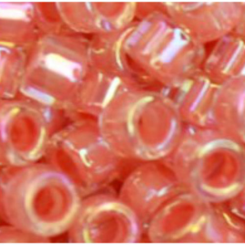 11/0 Aiko Beads - Inside-Color Rainbow Crystal/Salmon-Lined - TA-01-0779
