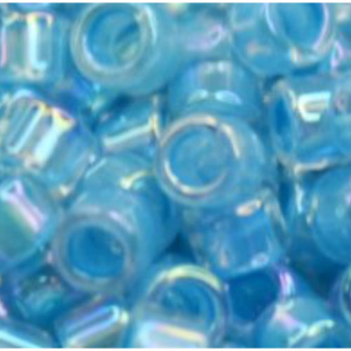 11/0 Aiko Beads - Inside-Color Rainbow Crystal/Aqua-Lined - TA-01-0781