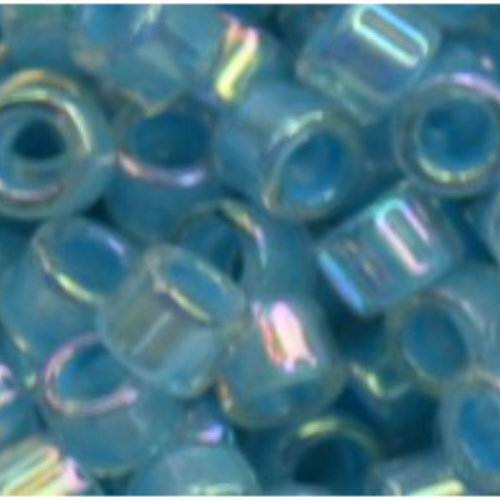 11/0 Aiko Beads - Inside-Color Rainbow Crystal/Blue Turquoise-Lined - TA-01-0787