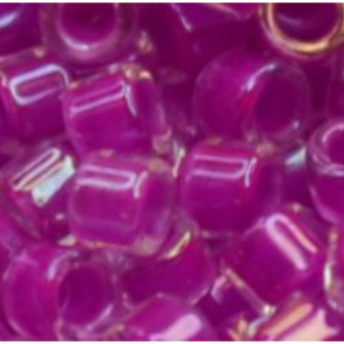 11/0 Aiko Beads - Inside-Color Luster Crystal/Fuchsia-Lined - TA-01-0790