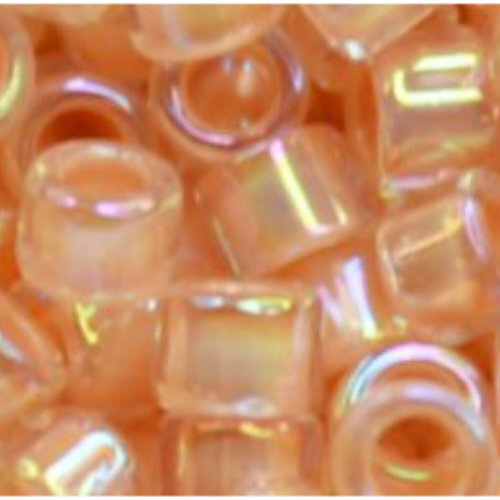 11/0 Aiko Beads - Inside-Color Rainbow Crystal/Apricot-Lined - TA-01-0794