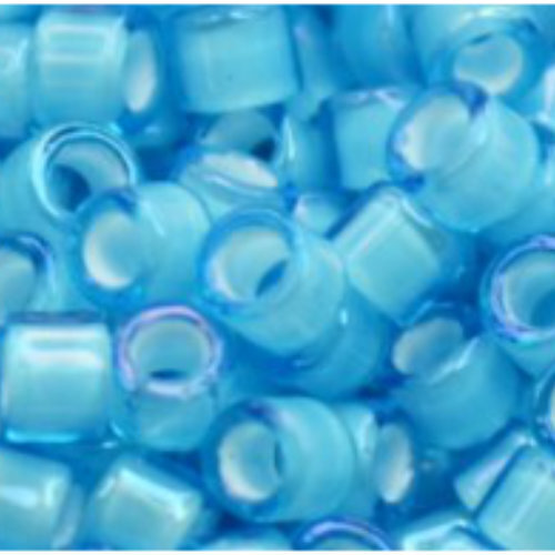11/0 Aiko Beads - Inside-Color Aqua/White-Lined - TA-01-0931