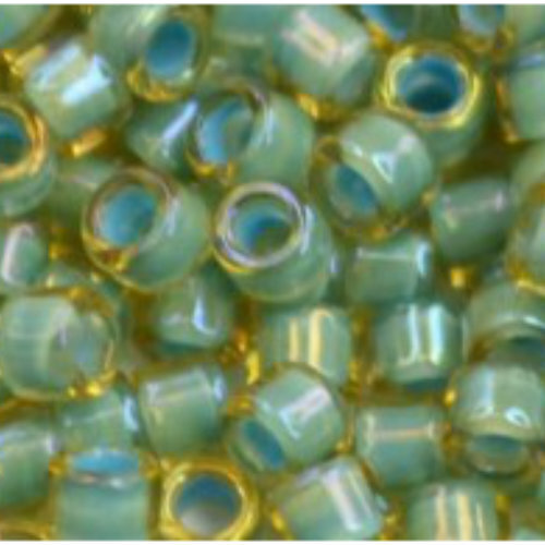 11/0 Aiko Beads - Inside-Color Rainbow Light Topaz/Sea Foam-Lined - TA-01-0952