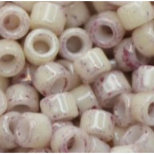 11/0 Aiko Beads - Marbled Opaque White/Pink - TA-01-1200