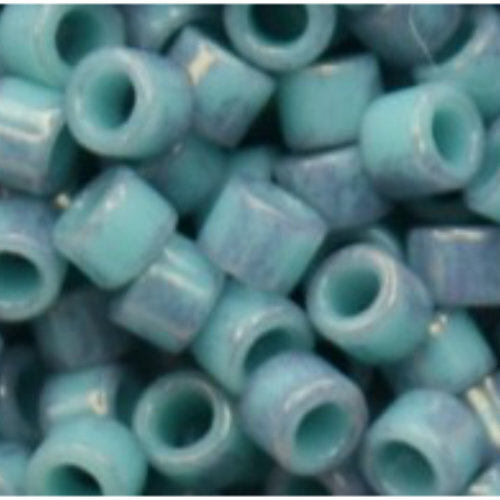 11/0 Aiko Beads - Marbled Opaque Turquoise/Amethyst - TA-01-1206