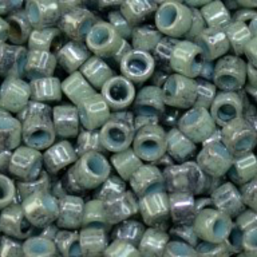 11/0 Aiko Beads - Marbled Opaque Turquoise/Luster - Transparent Blue - TA-01-1208