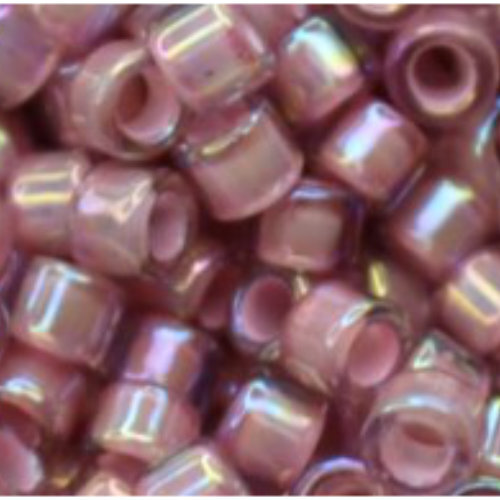 11/0 Aiko Beads - Inside-Color Rainbow Light Amethyst/Bubble Gum-Lined - TA-01-1821