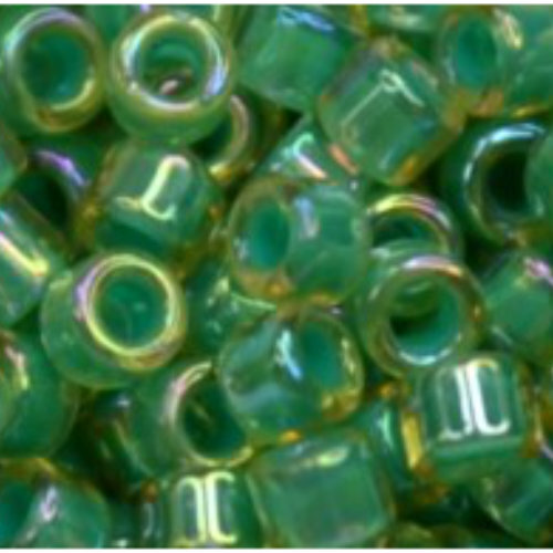 11/0 Aiko Beads - Inside-Color Rainbow Light Jonquil/Mint-Lined - TA-01-1830