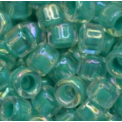 11/0 Aiko Beads - Inside-Color Rainbow Crystal/Mint Julep-Lined  - TA-01-1832