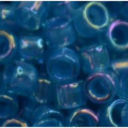 11/0 Aiko Beads - Inside-Color Rainbow Aqua/White-Lined  - TA-01-1835