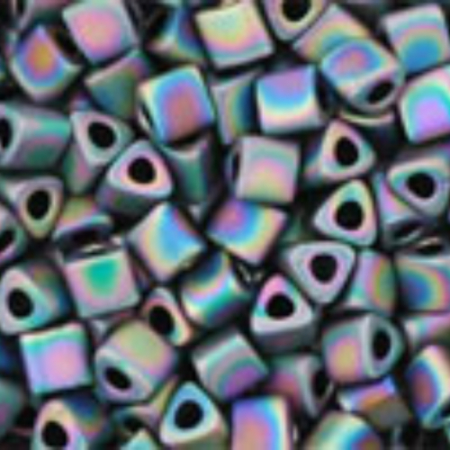 11/0 Triangle - Opaque-Frosted-Rainbow Iris - TG-11-86F