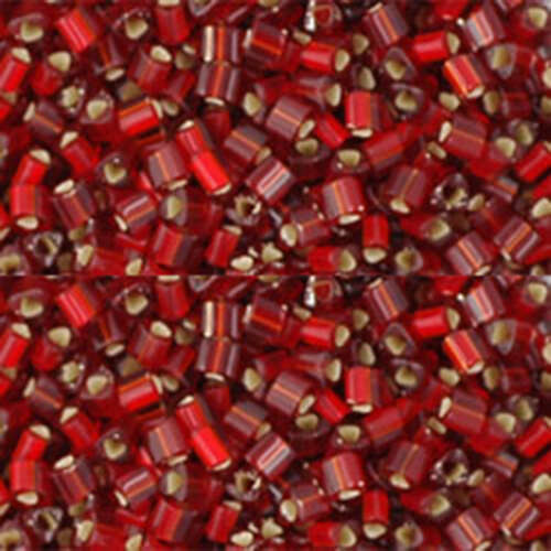 11/0 Triangle - Silver-Lined Frosted Ruby - TG-11-25CF - 12.5gm Container
