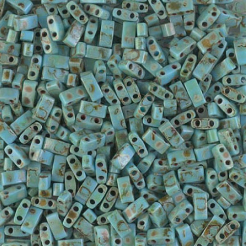 Miyuki Half Tila Bead - TLH4514 - Matte Picasso Seafoam Green