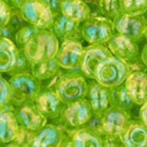 3mm Magatama Beads - Transparent-Rainbow Lime Green - TM-03-164 - 100 gram bag