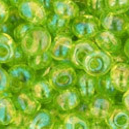 3mm Magatama Beads - Transparent-Rainbow Lime Green - TM-03-164