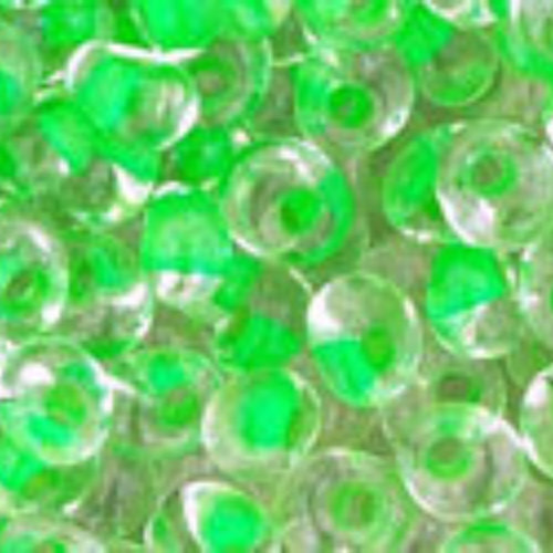 3mm Magatama Beads - Inside-Color Luster Crystal/Spearmint-Lined  - TM-03-184 - 100 gram bag