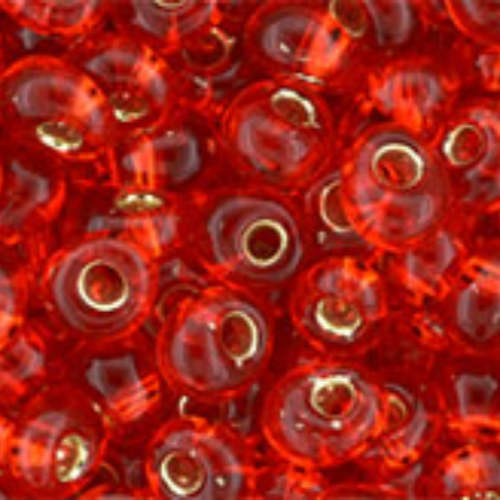 3mm Magatama Beads - Silver-Lined Light Siam Ruby - TM-03-25 - 100 gram bag